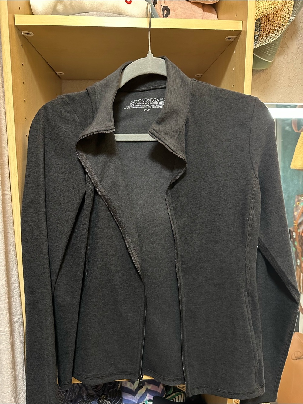Beyond Yoga Charcoal Zip-Front Utility Jacket